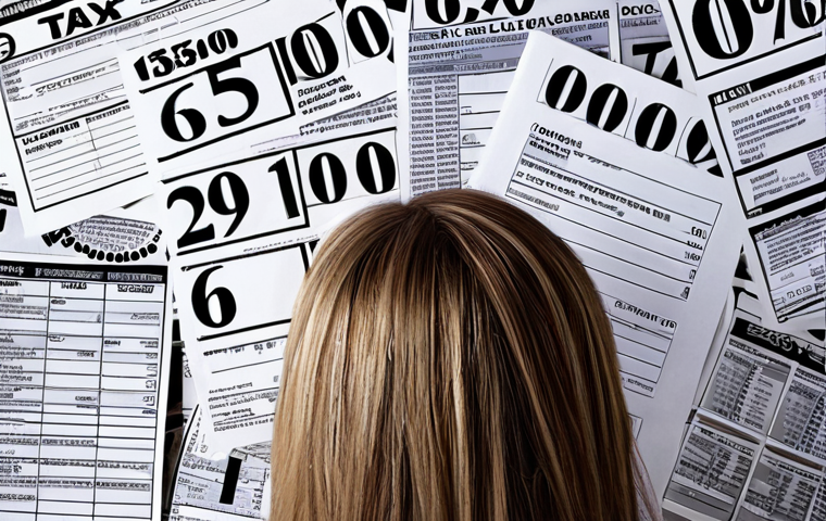 ** A person looking overwhelmed while surrounded by tax forms and numbers related to property sales. Emphasize the feeling of confusion about capital gains tax.
**