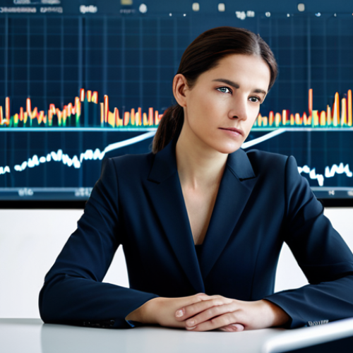 Home 17 A professional entrepreneur, person of unspecified gender, in a modest business suit, sitting at a modern desk, appearing thoughtful amidst complex digital financial data projected around them, symbolizing fiscal challenges. The background subtly depicts a labyrinth of abstract numbers and charts. The setting is a clean, contemporary office. Fully clothed, appropriate attire, safe for work, professional, perfect anatomy, correct proportions, natural pose, well-formed hands, proper finger count, natural body proportions, high quality, studio lighting.