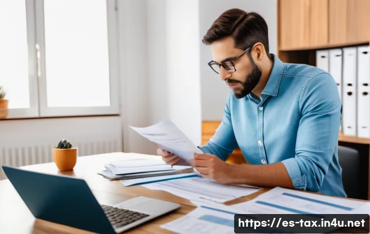 주택임대소득 비과세 조건 - A professional Spanish landlord reviewing formal rental contracts and digital receipts in a modern h...